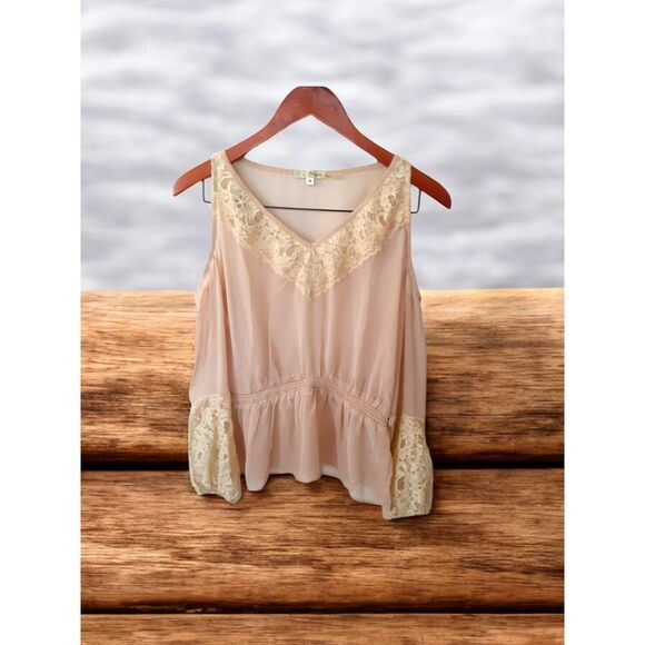 Pronto USA Sheer Bohemian Open Shoulder Top M - Festival/Boho Style - Picture 1 of 9